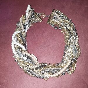 Elegant Multi-Strand Gold and Silver Choker